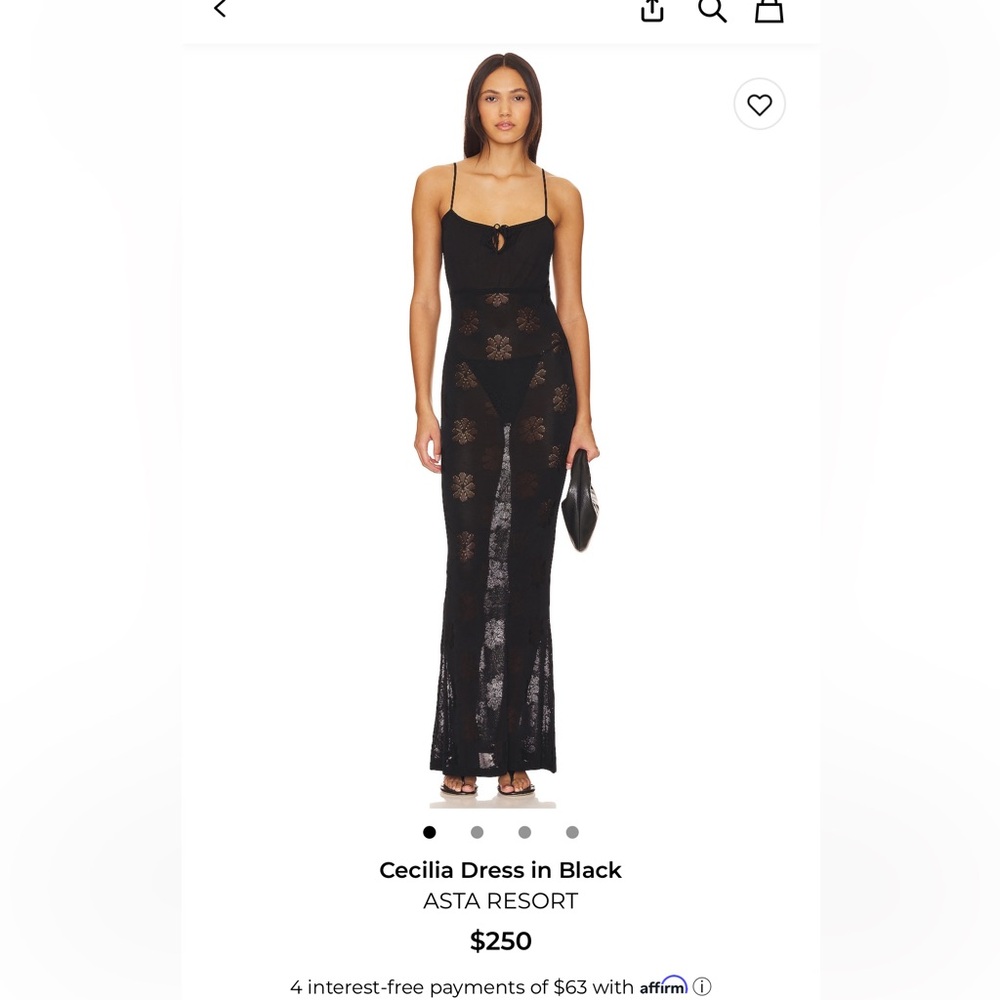 Cecilia Black Crochet Maxi Dress - Sleek Spaghetti Strap Silhouette
